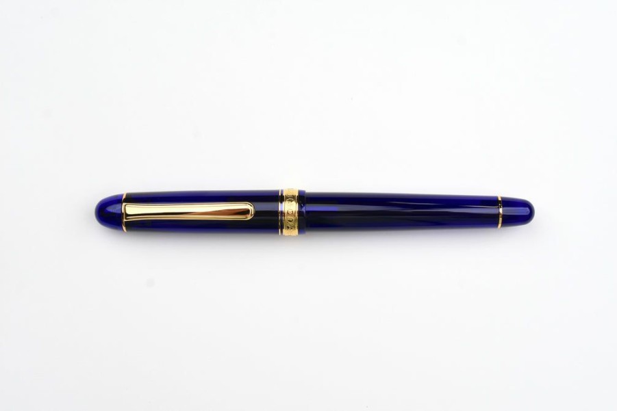 Fountain Pens * | Exclusive Design Platinum Century 3776 Chartres Blue Gold Trim