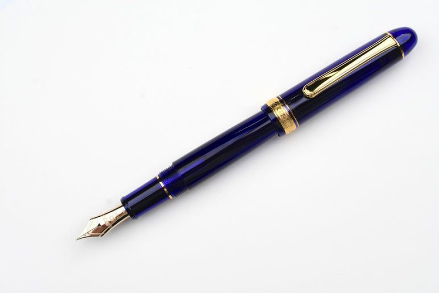 Fountain Pens * | Exclusive Design Platinum Century 3776 Chartres Blue Gold Trim