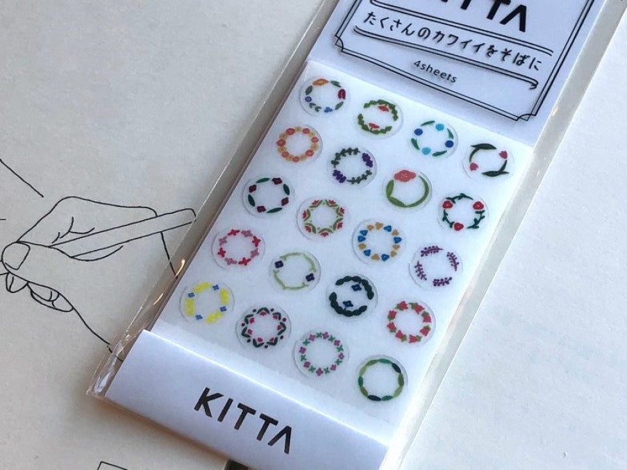 Washi Tape * | Fire Sale Kitta Portable Washi Tape Seal Flowery Circles