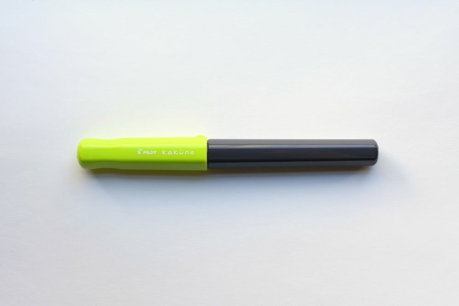 Fountain Pens * | Top Sellers Pilot Kakuno Fountain Pen Gray Barrel/Lime Cap Medium Nib