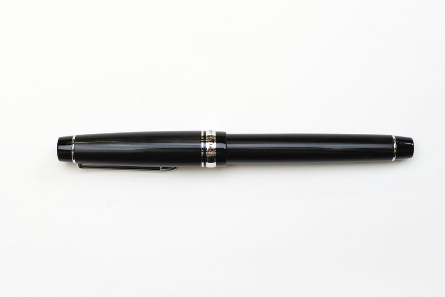 Fountain Pens * | Discount Pilot Justus 95 Fountain Pen Stripe Black/Rhodium