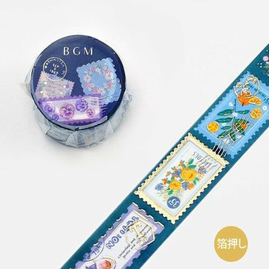 Washi Tape * | Exclusive Design Bgm Washi Tape Post Office Blue Plant